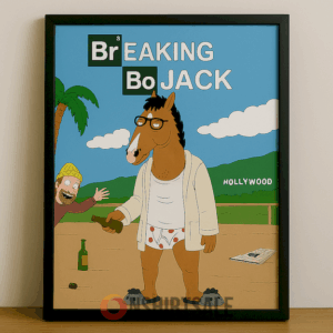 Breaking BoJack Funny Cartoon Poster BoJack Horseman x Breaking Bad Parody Wall Art 2