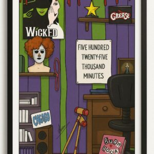 Framed Musical Theater Wall Art Poster, Canvas Wicked, Grease, Rent, Burn Book, Chicago