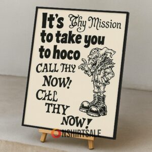 Funny HOCO Proposal Poster, Canvas Gothic Font Hand Drawn Goblin Art for Homecoming Invite Sign