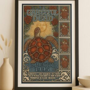 Grateful Dead Summer Tour 1995 Framed Poster Canvas Vintage Sea Turtle Psychedelic Art Wall Decor for Music 2