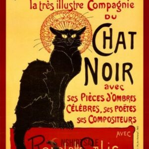 Le Chat Noir Vintage Poster, French Art Nouveau Advertisement for Cabaret Show by Rodolphe Salis