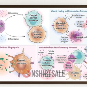 Macrophage Immune Response Poster, Framed Medical Science Wall Art