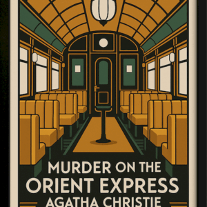 Murder on the Orient Express Poster by Agatha Christie, Retro Train Interior Wall Art Print for Book Lovers