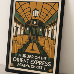 Murder on the Orient Express Poster by Agatha Christie Retro Train Interior Wall Art Print for Book Lovers 2