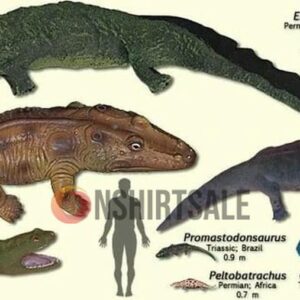 Prehistoric Amphibians and Crocodile Ancestors Poster , Triassic and Permian Era Species Illustrated