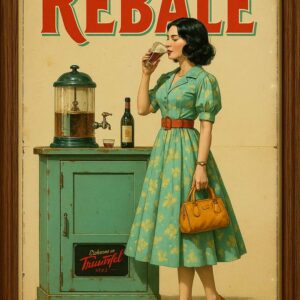 Retro Rebale Beverage Poster, Vintage Pin-Up Style Wall Art for Kitchen or Bar Decor