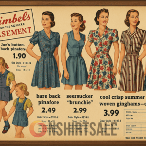 Vintage 1950s Gimbels Department Store Fashion Poster, Retro Women’s And Girls’ Dresses Poster Print