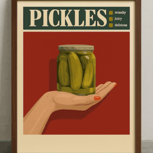 Vintage Pickles Poster Crunchy Juicy Delicious Retro Jar Art Print for Kitchen Wall Decor 2