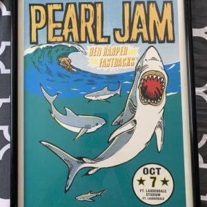 Pearl Jam Concert Poster, 1996 Ft. Lauderdale Show with Ben Harper and The Fastbacks